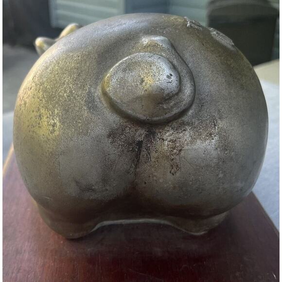 VTG Cast Iron Bronze Metal Sculpture Pig Hog Folk Art Porky Big Oink Boar Statue - Picture 9 of 10